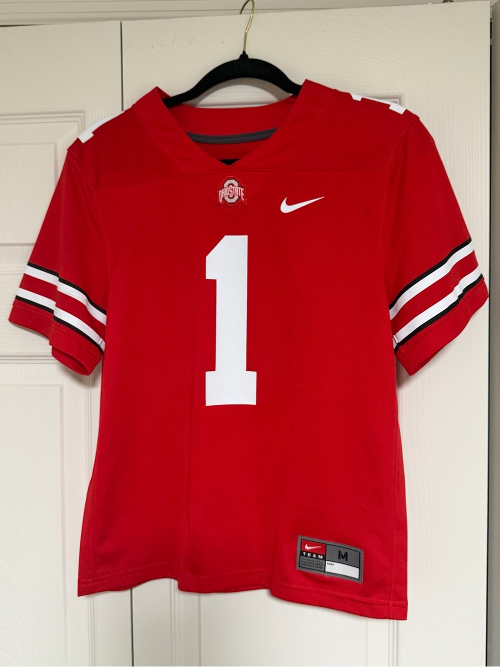 Nike Red Kids Football Jersey with White Number